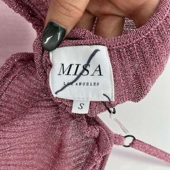 MISA LOS ANGELES Skye Midi Dress Rose Knit Cut-Out Sleeveless Stretch Small NEW - Picture 10 of 12